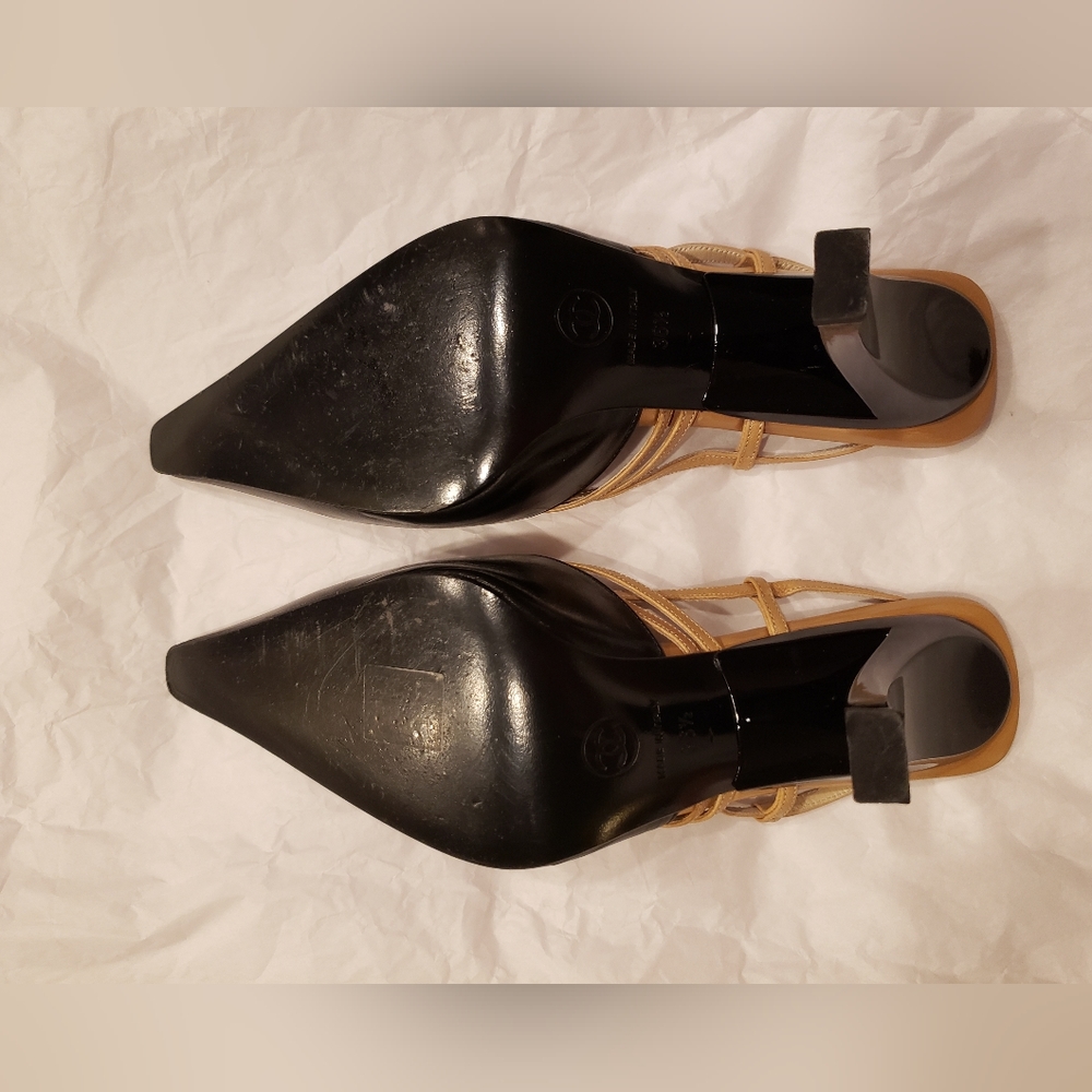 USED Chanel Shoes with Curved high Heels. Size 6.5 - Picture 7 of 13